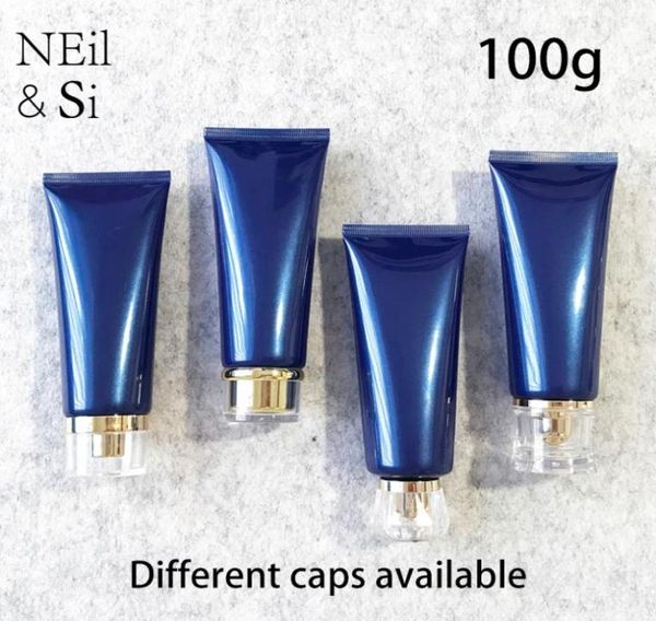 

100ml blue empty plastic cosmetic container 100g face lotion squeeze tube hand cream concealer travel bottle 8817723