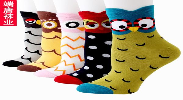 

creative cartoon owl socks autumn and winter women's -border selling japanese cotton factory direct sales6719074, Black;white