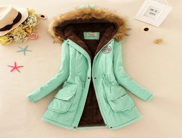 

winter warm coat women long parkas fashion faux fur hooded womens overcoat casual cotton padded jacket mutil colors7472530, Black;brown