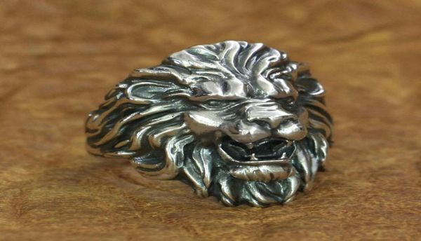 

925 sterling silver king of lion ring mens biker rock punk ring ta191 us size 715 3285387, Golden;silver