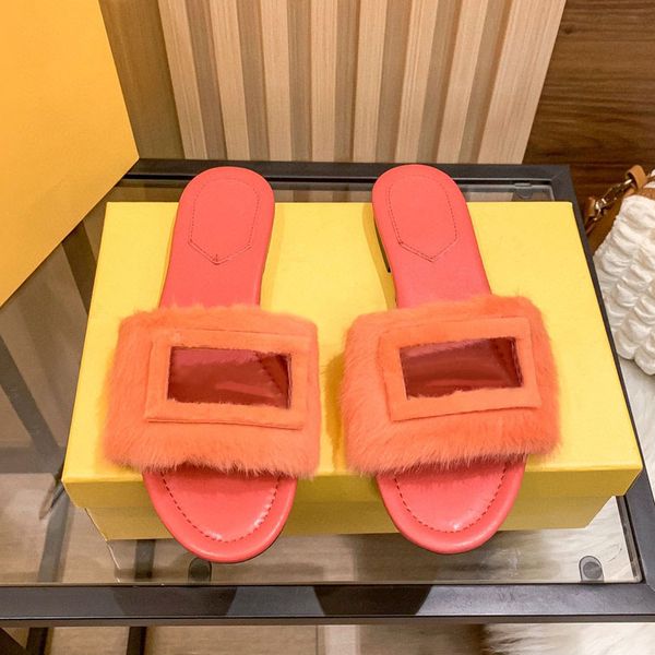

fashion designer shoe luxury women wool sandals slippers woman slipper shoes brand autumn winter slides fur sandal casual shoes size brand w, Black