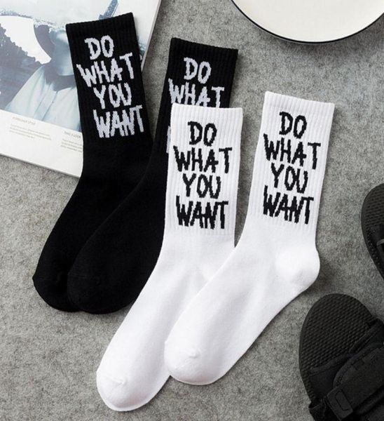 

men039s socks funny trendy do what you want letter long crew harajuku hip hop skateboard women men novelty black white cotton h7634645