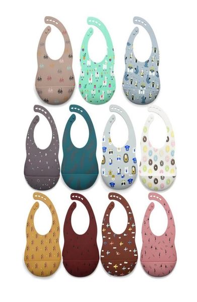 

silicone bib printed animal leaves carton bibs waterproof baby feeding aprons adjustable burp cloths maternal infant products 30pc7688499