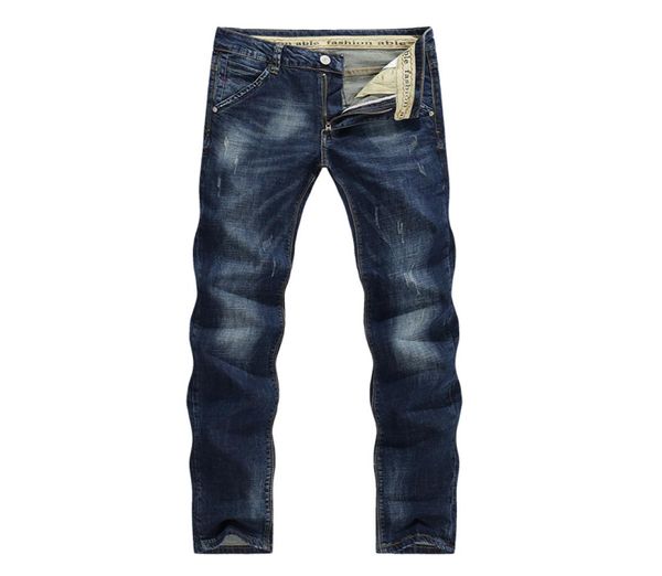 

whole 2017 fashion men039s jeans classic stretch dark blue business casual pants tapered slim fit scratched long trousers 1789281
