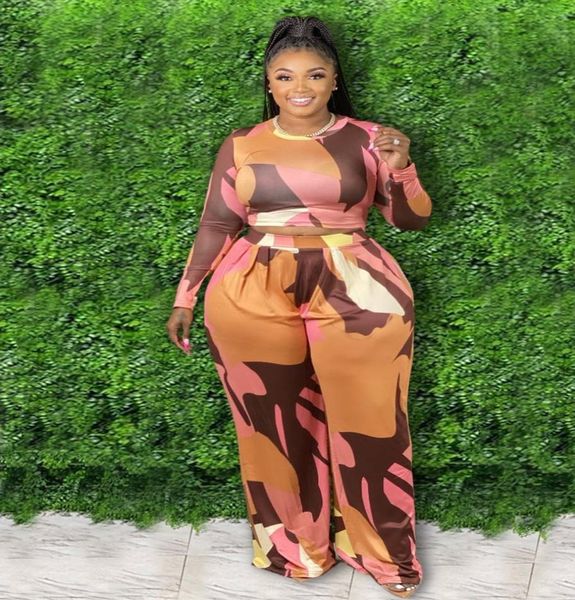 

xl5xl 2021 fall clothes for women plus size sets casual long sleeve and wide leg pant two piece set whole dropshopping4885856, Black