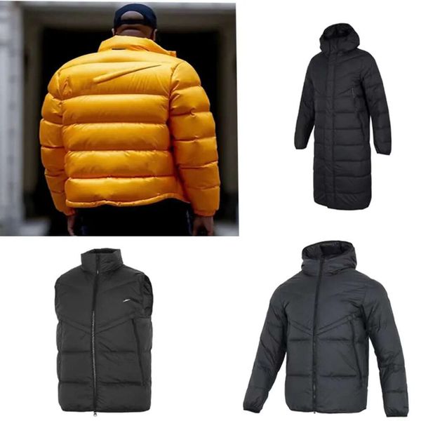 

men's jacket down jacket parka winter outdoor hooded thickened body warmer women's puffer jacket black&yellow technology fabric co