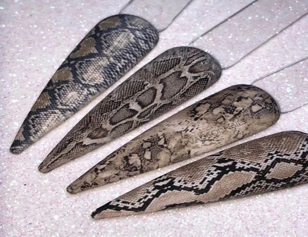 

luxury foil nail art transfer sticker decals snake designs set 10 pieces in box9907644, Black