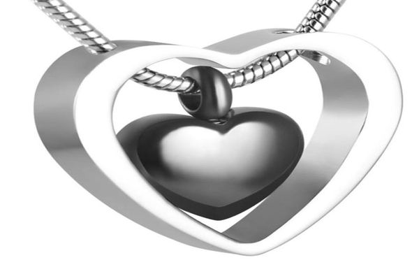 

airaz016 blank engravable double hearts ashes holder keepsake for human funeral urn cremation pendant necklace8339817, Silver