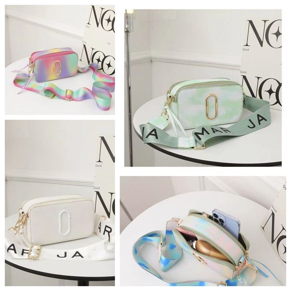 

designer bag snapsnew multi-color camera ladies fashion straddle shoulder bag tie-dye leather italic glitter with purse grey bag