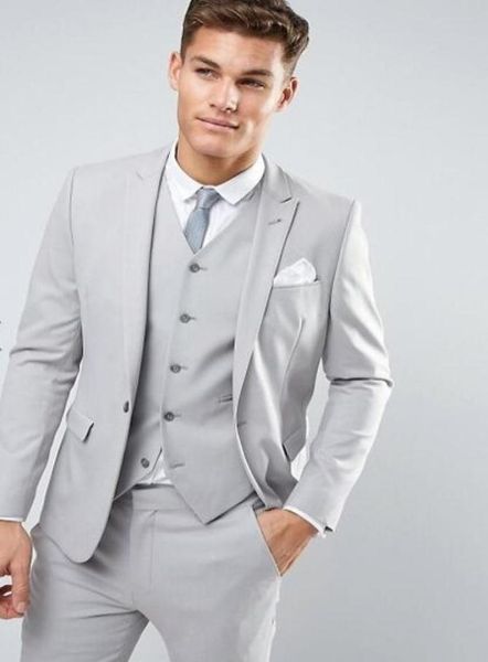 

latest coat pant designs light grey men suit wedding suits slim fit skinny jacket custom costume groom tuxedo 3 piece masculino1689886, White;black
