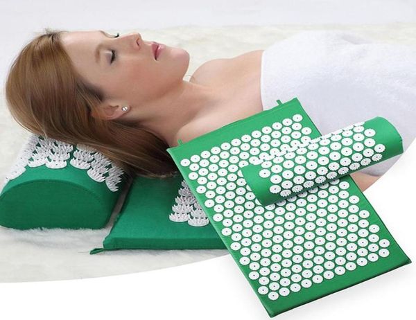 

massager cushion massage yoga mat acupressure relieve stress back body pain spike mat acupuncture massage yoga mat with pillow5756939