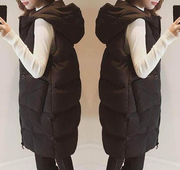 

women039s vests hoodie waistcoat vest womens plus size gilet casual sleeveless black long jacket coat female winter outwear2734626, Black;white