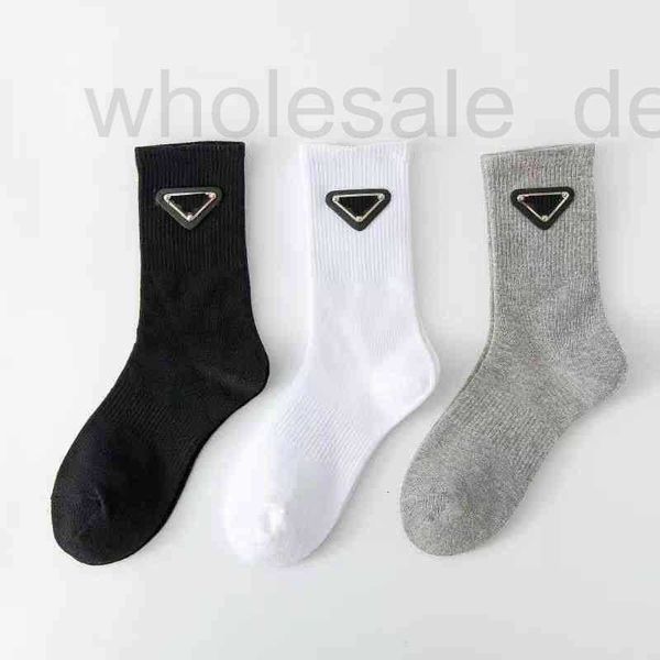

men's socks designer socks luxury prad classic letter triangle fashion iron standard autumn and winter pure cotton high tube 3 pairs 20, Black
