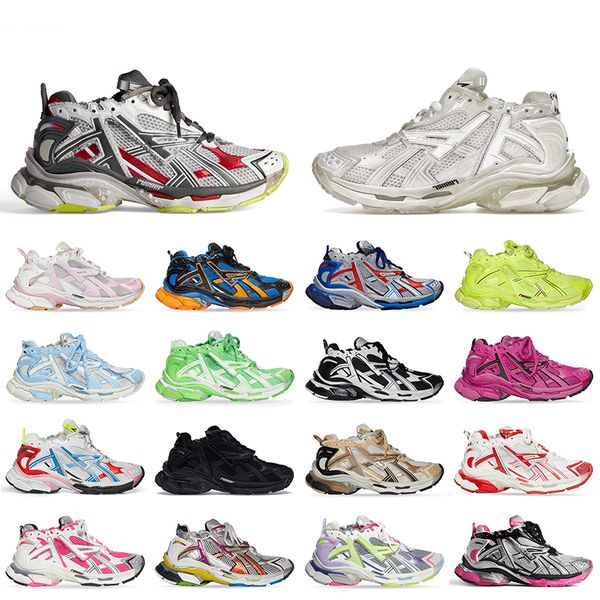 

women mens designer shoes track runners 7 7.0 aaa+ graffiti dark taupe leather white black silver pink nylon mesh platform casual sneakers t