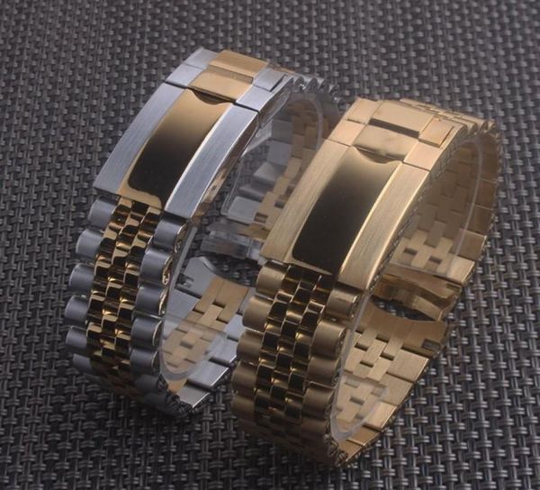 

20mm stainless steel silver watch bracelet solid screw links curved end for dateadjust oysterflex7139950, Black;brown