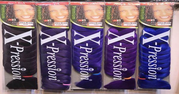 

82inch xpression braiding hair synthetic hair weave jumbo braids ultra braids bulks croxhet hair extension braids whole cheveu8559551, Black
