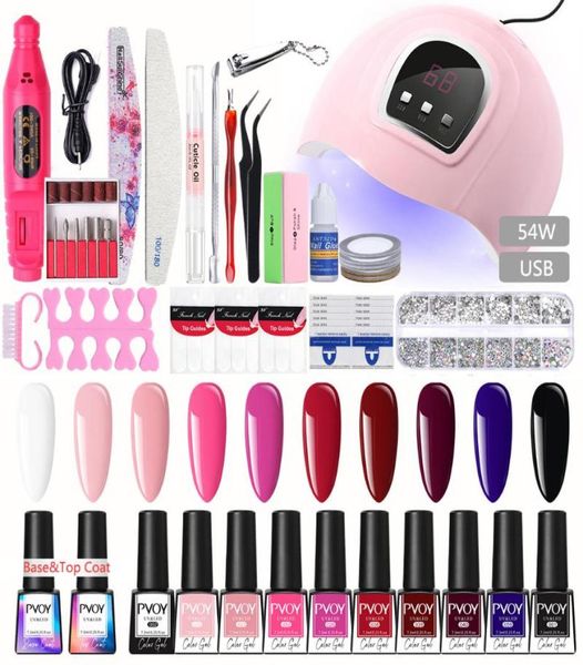 

pvoy manicures set kit with nail lamp 73ml gel nail polish set kit for art design uv gel tools for manicures5963099