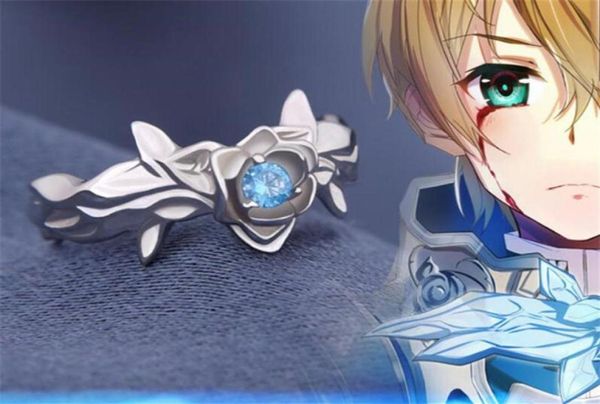 

anime cartoon alicization eugeo blue rose ring s925 zircon adjustable jewelry sword halloween cosplay ring christmas gift252d8552411, Silver