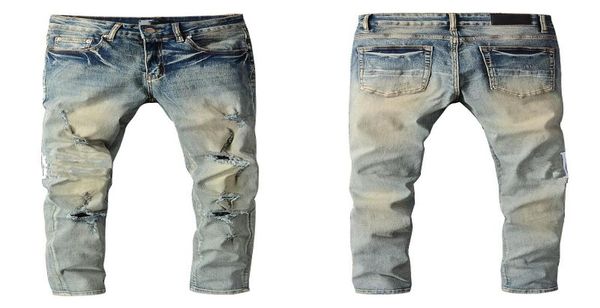 

man skinny fits jeans denim with letters blue knee ripped with holes slim for guys mens biker moto straight leg fashion distress h1333720