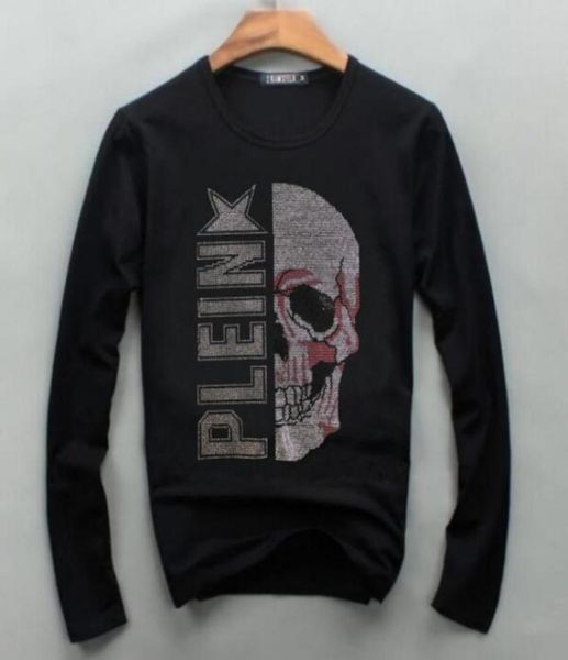 

brand solid color tshirts men spring autumn long sleeve fashion button design slim casual mens t shirts diamond7764304, White;black