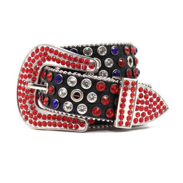 

rhinestone waistband for men and women, high-end inlaid needle buckle, small crocodile pattern, new street personalized mesh red pants, Black;brown