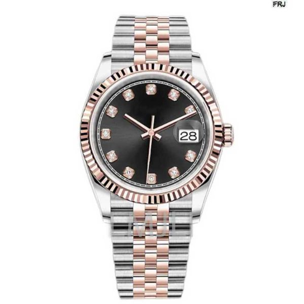

rolaxs watch diamond rose gold mens mechanical 2813 automatic movement es stainless steel strap 41mm black dial, Slivery;golden