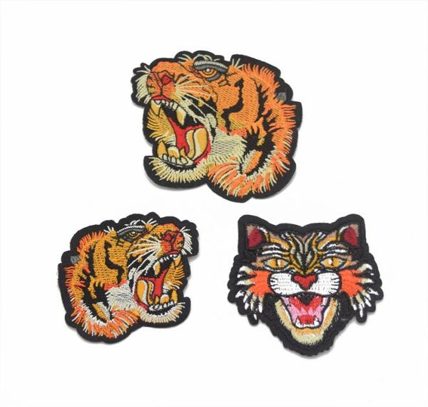

15pcs tiger head applique embroidered patches iron on patch lace motifs decorated6387809, Black