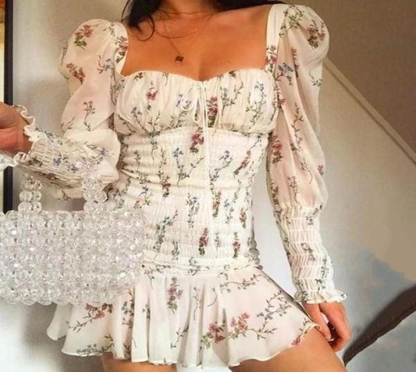 

pfflook summer dress women pleated print square neck ruffles bodycon dress elegant short mini party vestidos 20192341644, Black;gray