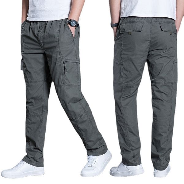 

men's pants arrival autumn men fashion large overalls loose youth thin cargo elastic waist full length plus size m lxl2xl3xl5xl6xl 2308, Black