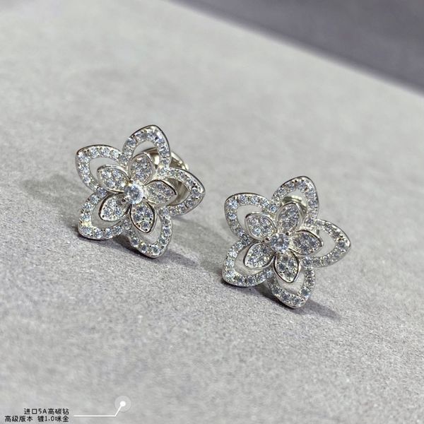 

dupe brand 925 sterling silver flower crystal stud earrings for women