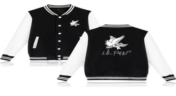 

popular rap singer lil peep zipup harajuku hoodies streetwear hip hop baseball uniform men women casual sweatshirt outwear 4xl5624601, Black