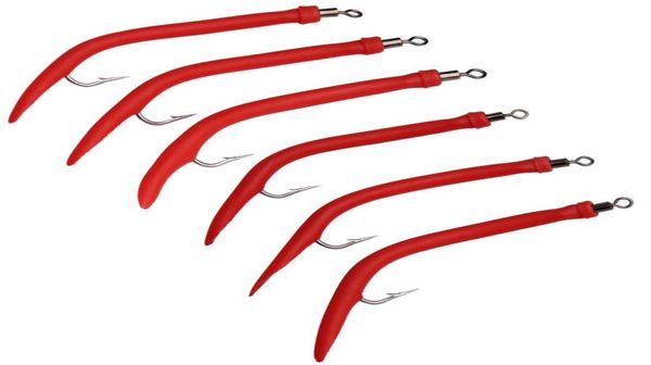 

100 eel hooks 145mm gummi makk eel lures 6pcs with rubber tube bass cod norwegen sea boat wreck fishing4245540