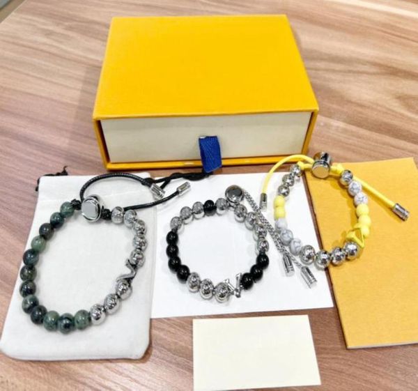 

europe america fashion style men women lady pulltype colored steel ball engraved v letter flower round beads chain bracelet m005119904559, Black