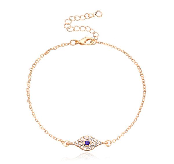

blue crystal anklets 14k gold plated ankle bracelet white cubic zirconia foot chain evil eye jewelry6259623, Red;blue