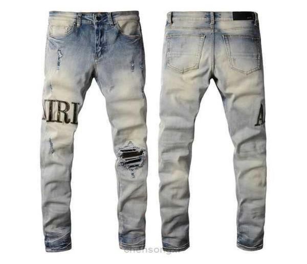 

mens jean man distressed ripped skinny cowboy pant jeans rock revival trousers straight slim elastic denim fit moto biker pants pu2724403, Blue