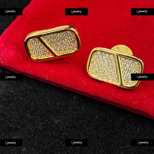 

designer women earrings rectangle jewelry fashion shiny diamond decoration charm earring #including box gift choice, Golden