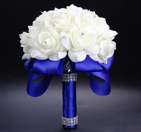 

gorgeous handmade flowers bridal bouquets artificial wedding bouquet crystal sparkle 2020 new rose buque de noiva30702776340009