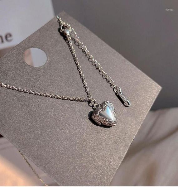 

pendant necklaces trendy romantic charm open design love heart silver color women039s korean style jewelry accessories5395987