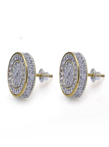 

mens hip hop stud earrings jewelry fashion gold round zircon iced out earring for men4139197, Golden;silver