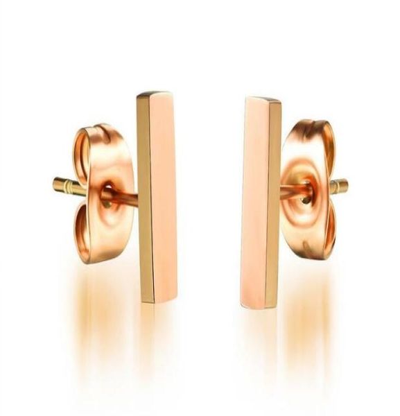 

europe and the united states titanium steel earrings earrings fashion temperament rose gold bar simple earrings women accessories7957546, Golden;silver