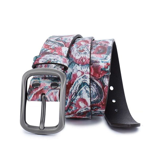 

guangzhou belt men's belt alloy needle buckle hip hop punk style personalized fashion trend printing belt, Black;brown