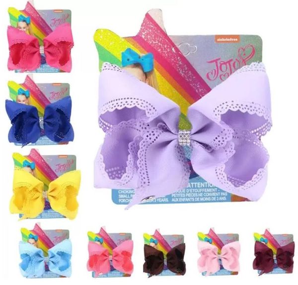 

10pcs jojo siwa hair bows 6 inch large hollow bowknot 19 colors solid grosgrain ribbon with clips girls kids hair accessory2795097, Slivery;white