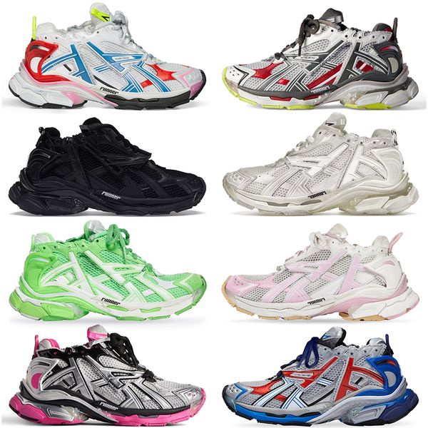 

balencaigas7.0 womens mens designer shoes track runners 7 tracks trainers graffiti dark taupe leather white black silver pink nylon mesh pla