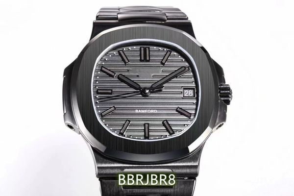 

gr 5711 watch is 40mm in diameter with cal.324 automatic movement sapphire glass mirror matte frosted black case ergonomic strap, Slivery;golden