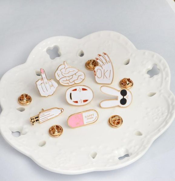 

despise gestures vertical middle finger pills brain no face male quotokquot gesture brooch personality creative special combin8744420, Gray