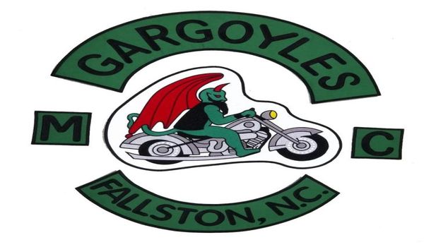 

gargoyles fallston ng mc patch big size for full back of jacket rider biker embroidery patch 3065483, Black