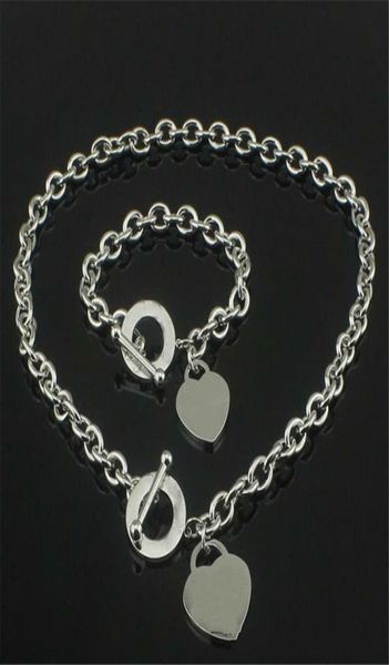 

925 silver love heart necklace bracelet sets birthday christmas gift designer jewelry wedding statement pendant bracelets necklace8478708