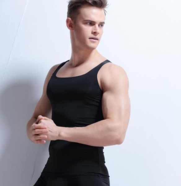 

man sheer undershirt men ice silk slimming transparent male nylon sleeveless vest vneck thin comfort short sleeves gay 8900088, Black;brown