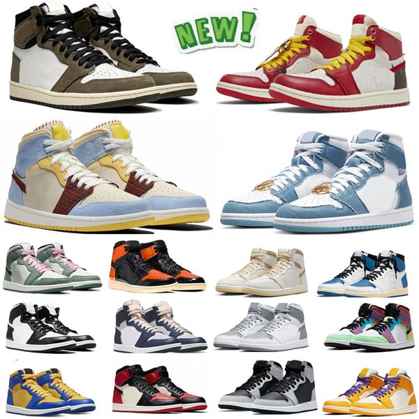 

jumpman 1 men basketball shoes university blue leather hyper royal smoke grey 1s chicago red dark mocha og digital pink walking outdoor trai