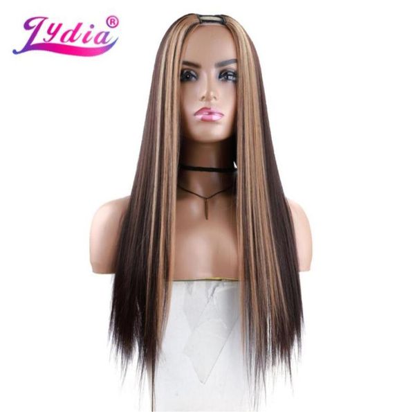 

synthetic wigs lydia long silky straight u part natural mixed 427 color hair heat resistant 20inch for women ladies daily5687850, Black